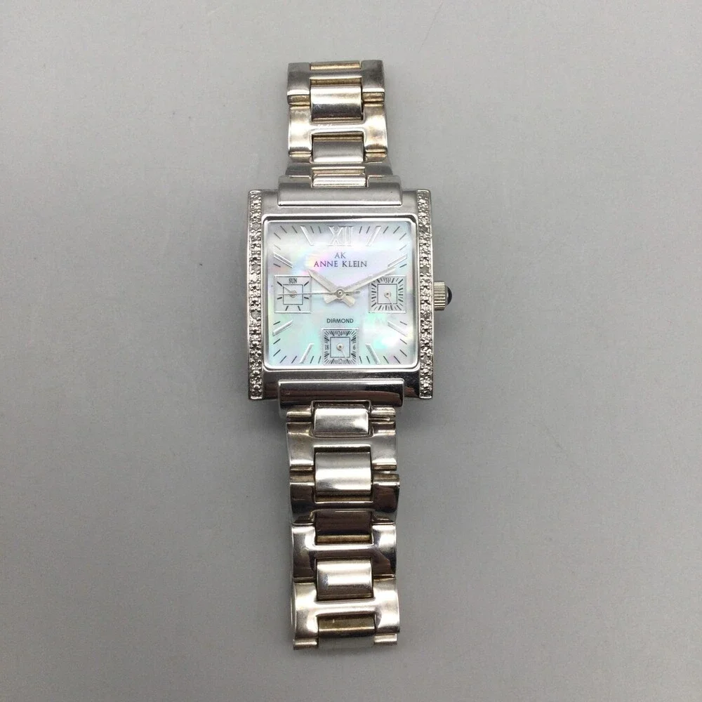 Anne Klein 10/3971 Womens Watch 27mm MOP Dial Diamond Bezel New Battery 6.75